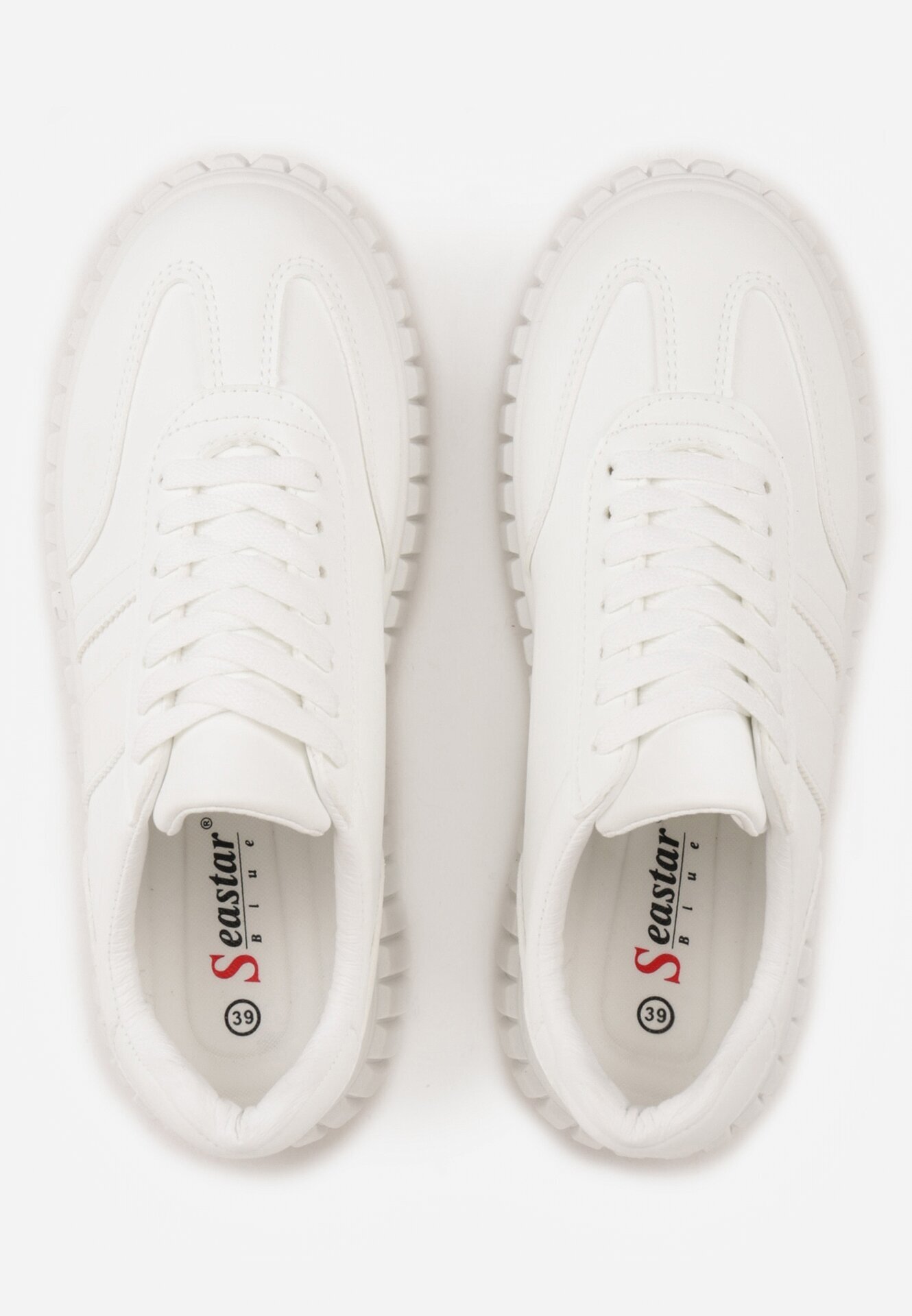 seastar Sneakers Albi pe Talpă Groasă cu Relief și Benzi Decorative Ralis