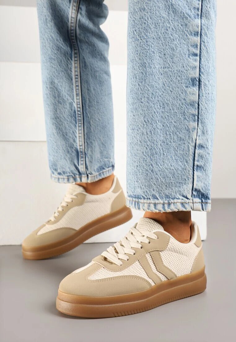 seastar Sneakers Bej închis cu Model Geometric Sadeane