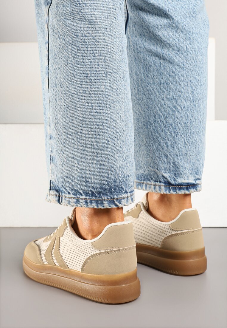seastar Sneakers Bej închis cu Model Geometric Sadeane
