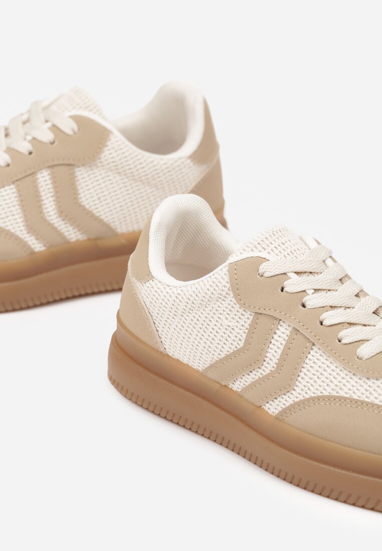 seastar Sneakers Bej închis cu Model Geometric Sadeane