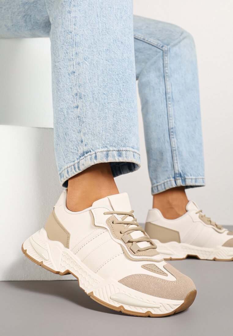 seastar Sneakers bej închis de streetwear cu cusături contrastante Ilirenas