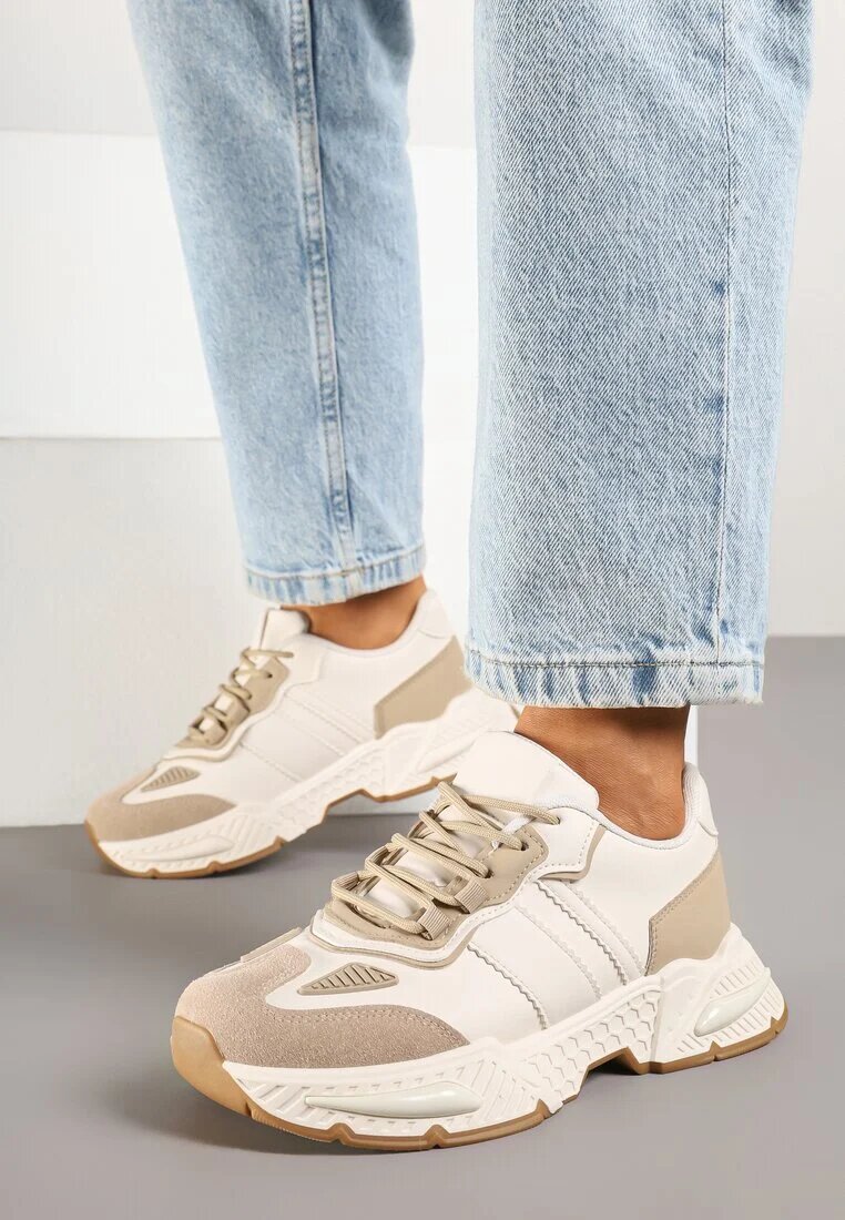 seastar Sneakers bej închis de streetwear cu cusături contrastante Ilirenas