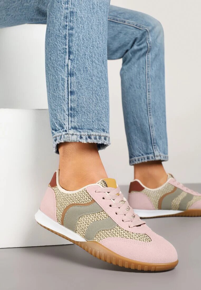 seastar Sneakers Roz-Verde Decorate cu împletitură și cu model geometric Aniffia