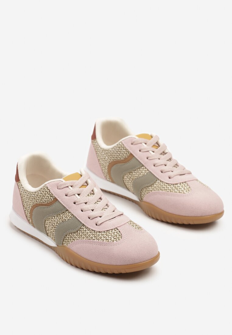 seastar Sneakers Roz-Verde Decorate cu împletitură și cu model geometric Aniffia