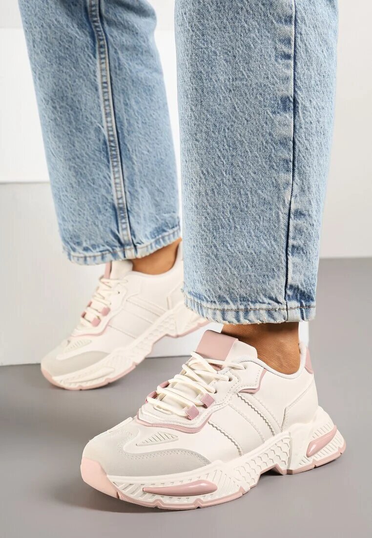 seastar Sneakers Streetwear Bej și Roz cu Cusături Contrastante Ilirenas