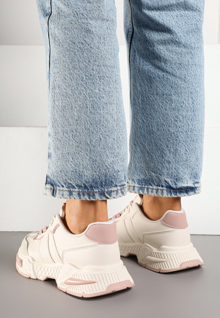 seastar Sneakers Streetwear Bej și Roz cu Cusături Contrastante Ilirenas