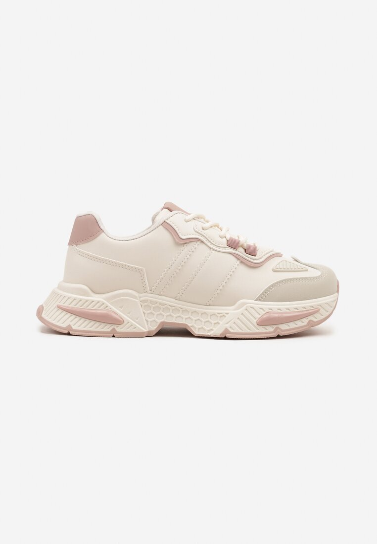 seastar Sneakers Streetwear Bej și Roz cu Cusături Contrastante Ilirenas