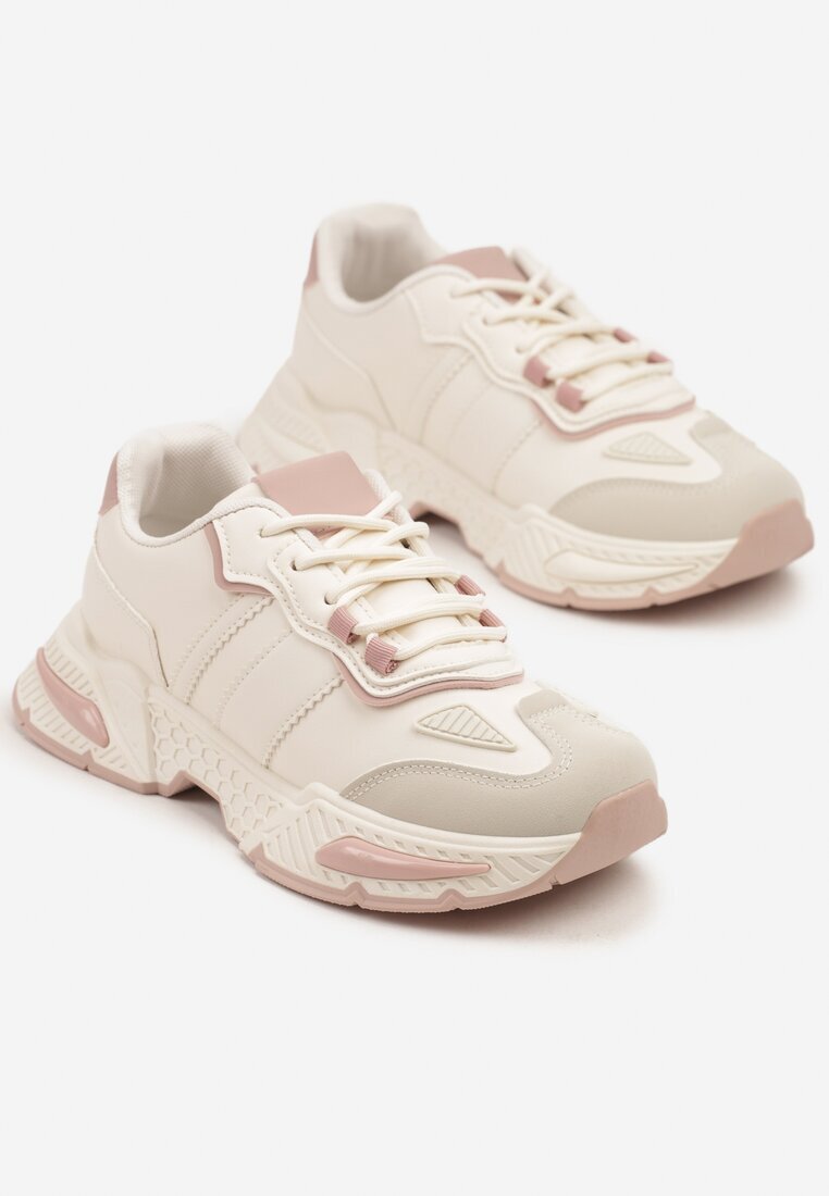 seastar Sneakers Streetwear Bej și Roz cu Cusături Contrastante Ilirenas