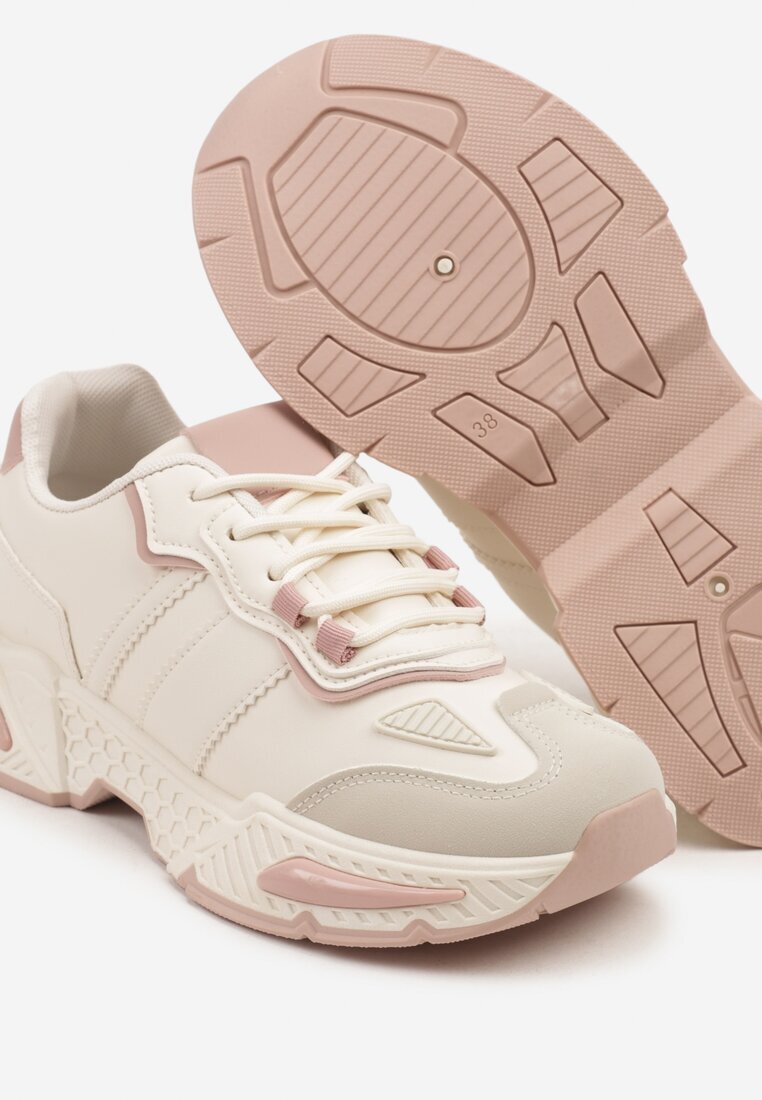 seastar Sneakers Streetwear Bej și Roz cu Cusături Contrastante Ilirenas