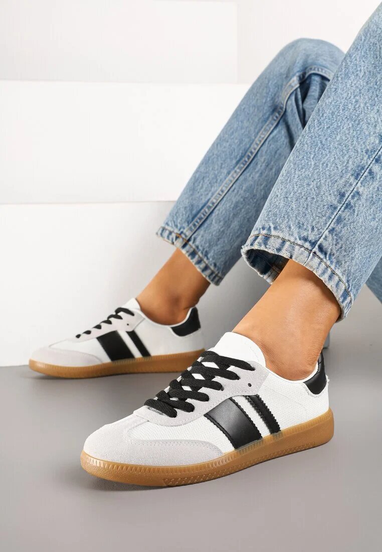 seastar Sneakers Tenisi Alb-Negru cu Dungi Decorative Nelidi