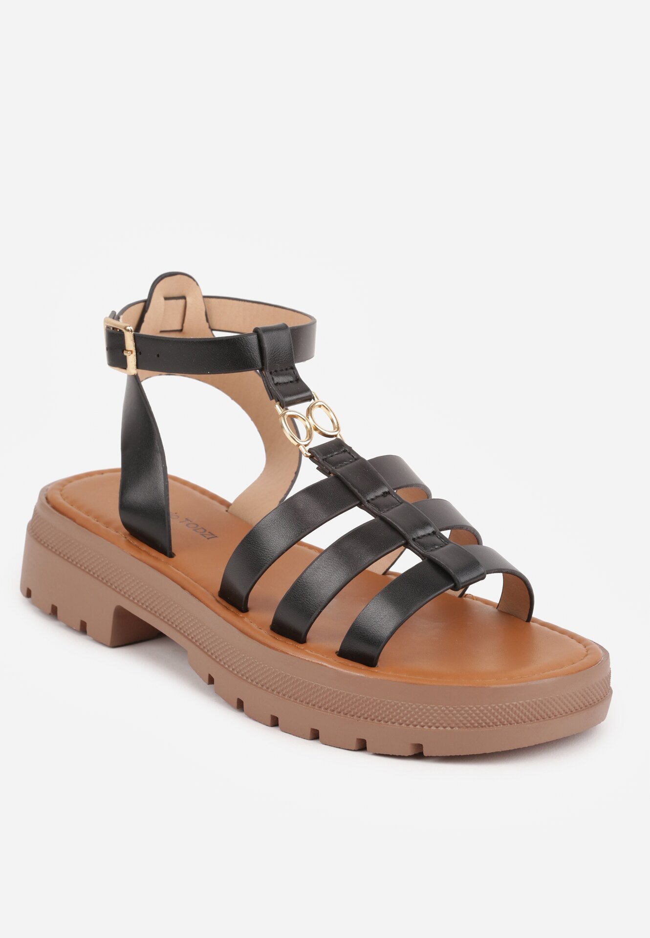 sergio todzi Sandale gladiator cu talpă groasă și aplicație metalică Allulina Negre