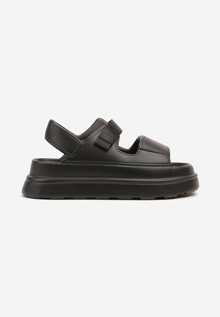 sergio todzi Sandale Negre pe Talpă Groasă din Spumă cu Velcro din Satin Telmaris