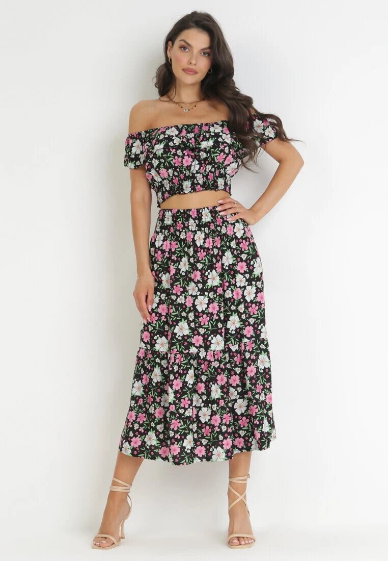  Set 2 piese Negru cu Top și Fustă Alnasoa