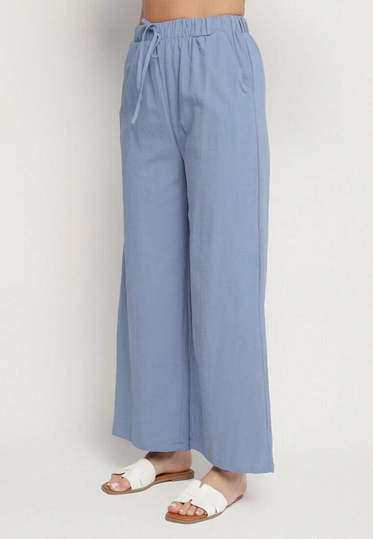  Set Albastru Din bumbac Bluză fără mâneci cu nasturi Pantaloni cu elastic în talie Juliannacella