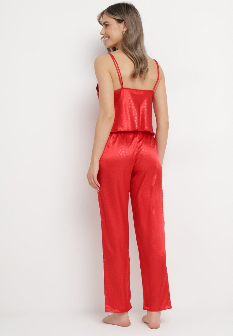  Set de Pijamale Roșu 6 piese: Halat Cămașă de noapte Pantaloni Top Pantaloni scurți și Bentiță Kirosa
