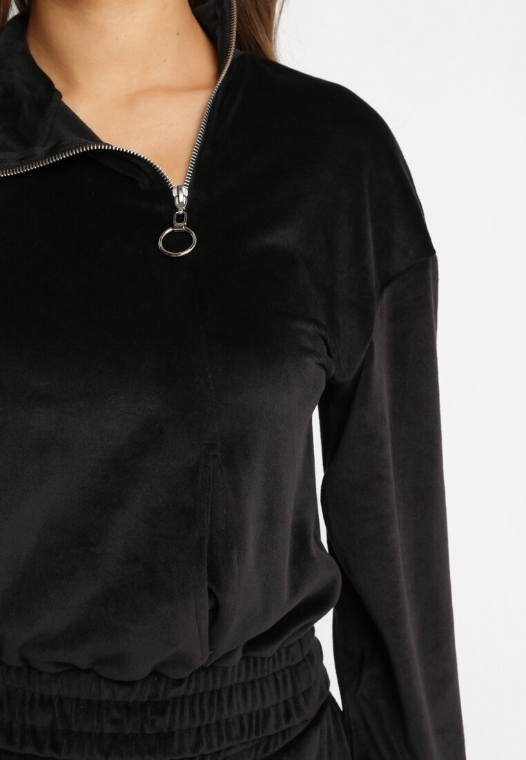  Set de trening din velur negru cu bluză cu glugă Oriadne