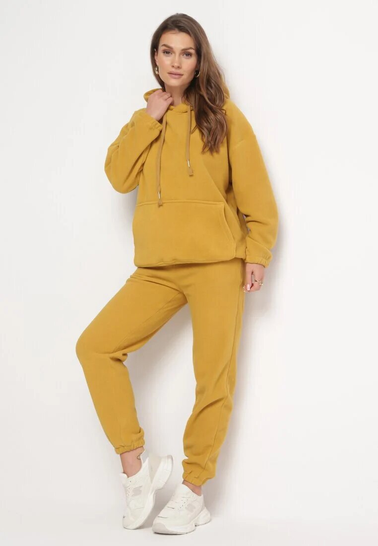  Set de trening Galben Din tricot 2 piese cu Bluză și Pantaloni Norikas