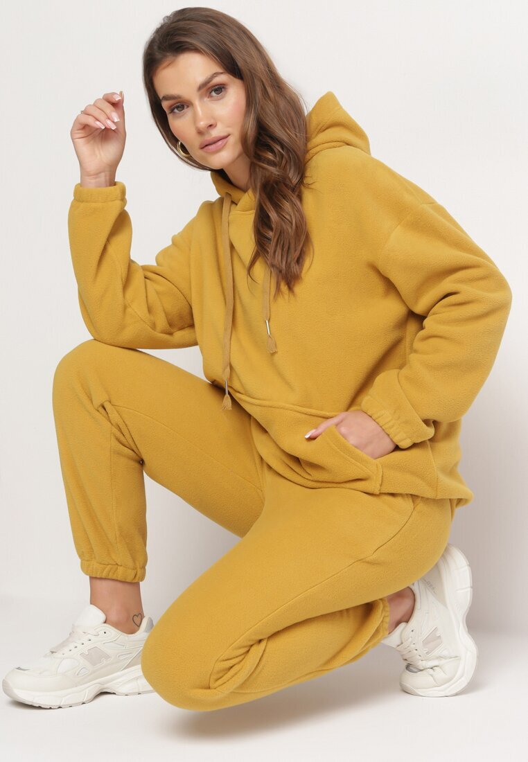  Set de trening Galben Din tricot 2 piese cu Bluză și Pantaloni Norikas