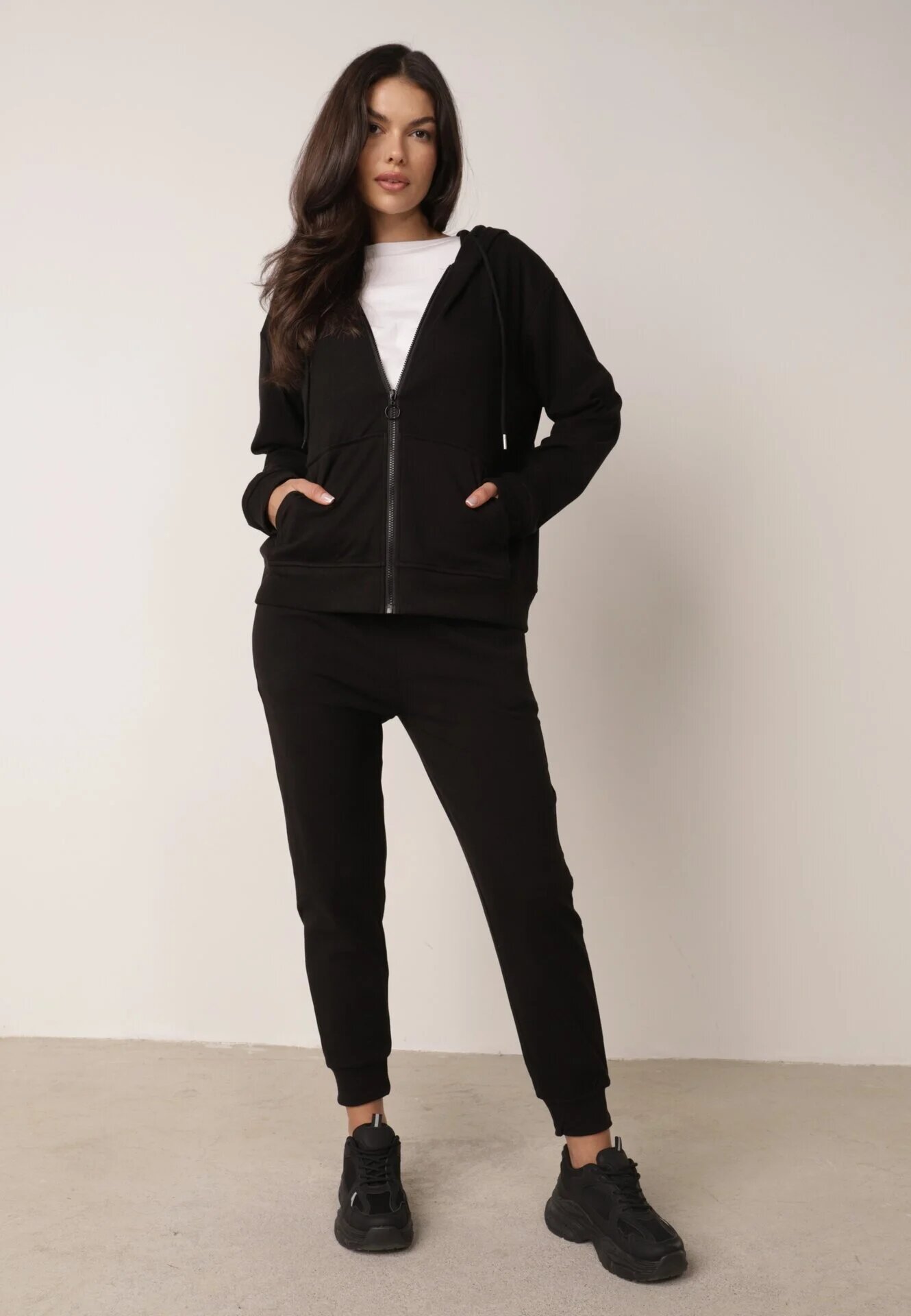  Set de trening Negru din 2 piese cu Bluză și Pantaloni Seraphelle