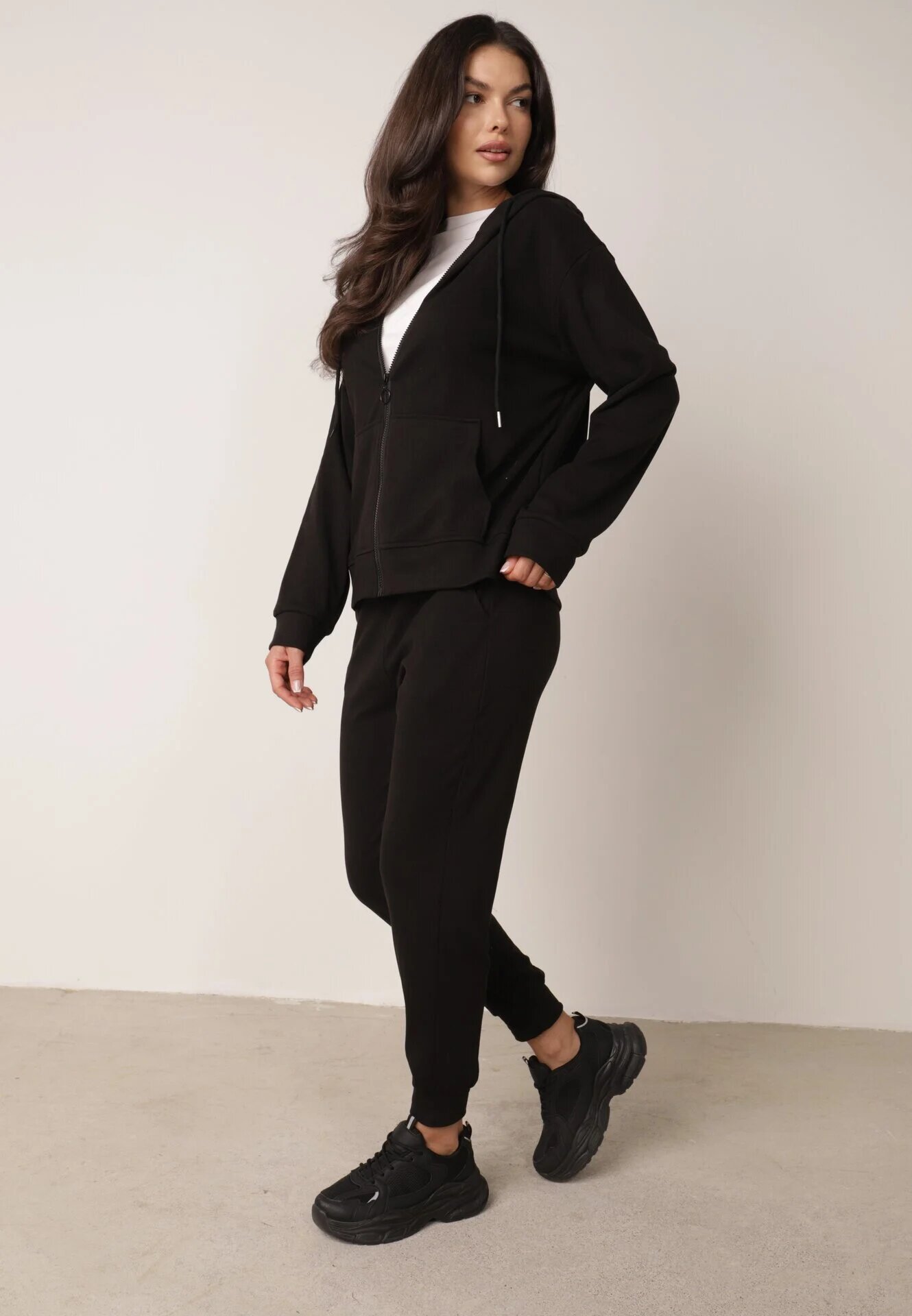  Set de trening Negru din 2 piese cu Bluză și Pantaloni Seraphelle