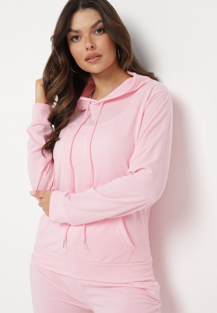  Set de trening roz deschis Hanorac tip cangur cu glugă și Pantaloni jogger Triasa