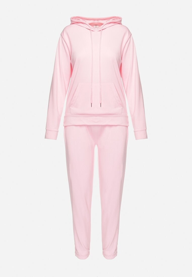  Set de trening roz deschis Hanorac tip cangur cu glugă și Pantaloni jogger Triasa