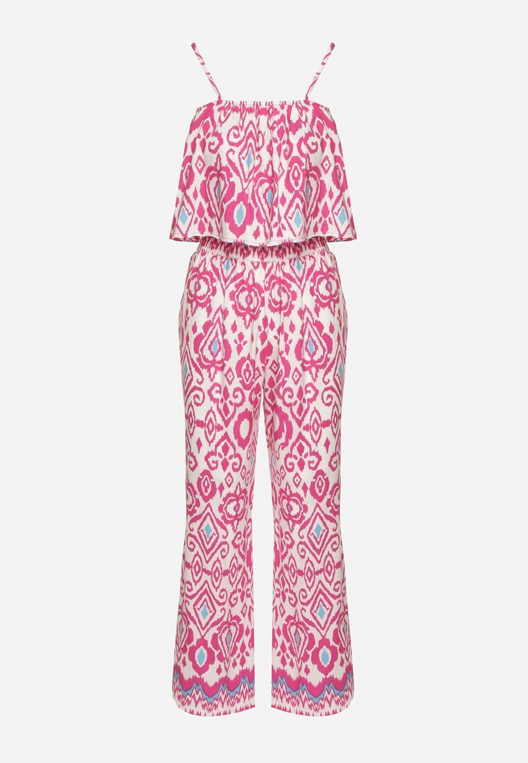  Set Fucsia De bumbac Bluză cu bretele Pantaloni cu elastic în talie Charivia