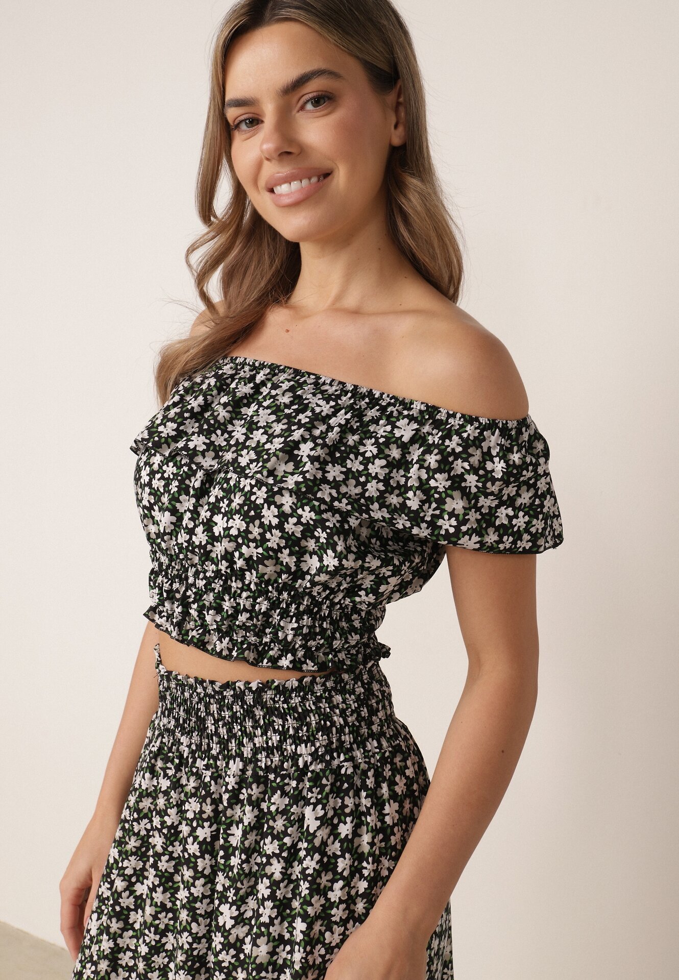  Set Negru Din 2 piese De bumbac cu Fustă și Top stil spaniol Ollija