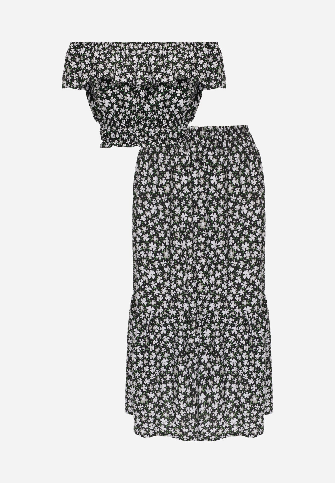 Set Negru Din 2 piese De bumbac cu Fustă și Top stil spaniol Ollija