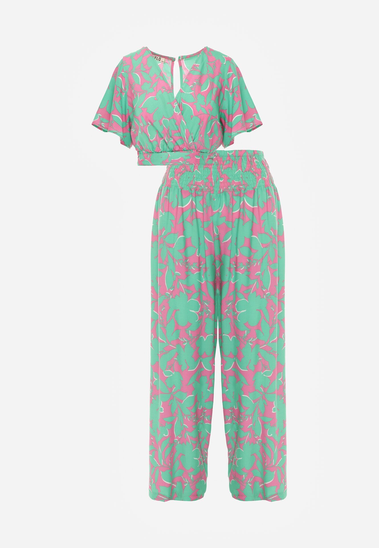 Set Verde deschis în 2 piese cu flori din viscoză Onisa