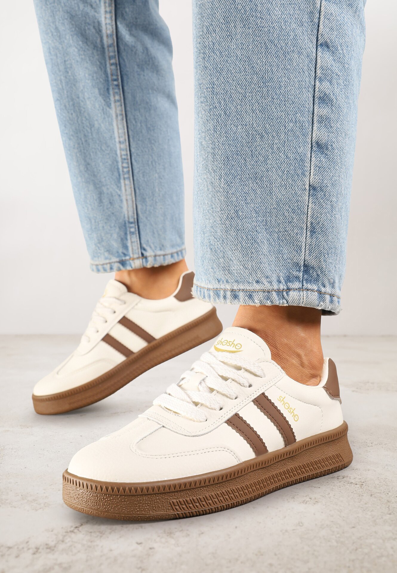 shosho Sneakers Bej cu maro