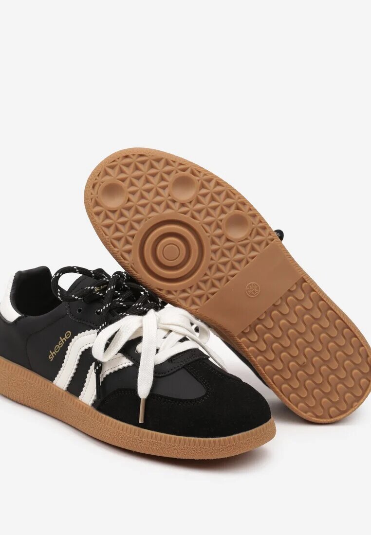 shosho Sneakers Negru-Bej în Stil de Tenisi Clasici cu Șireturi Suplimentare Valiena