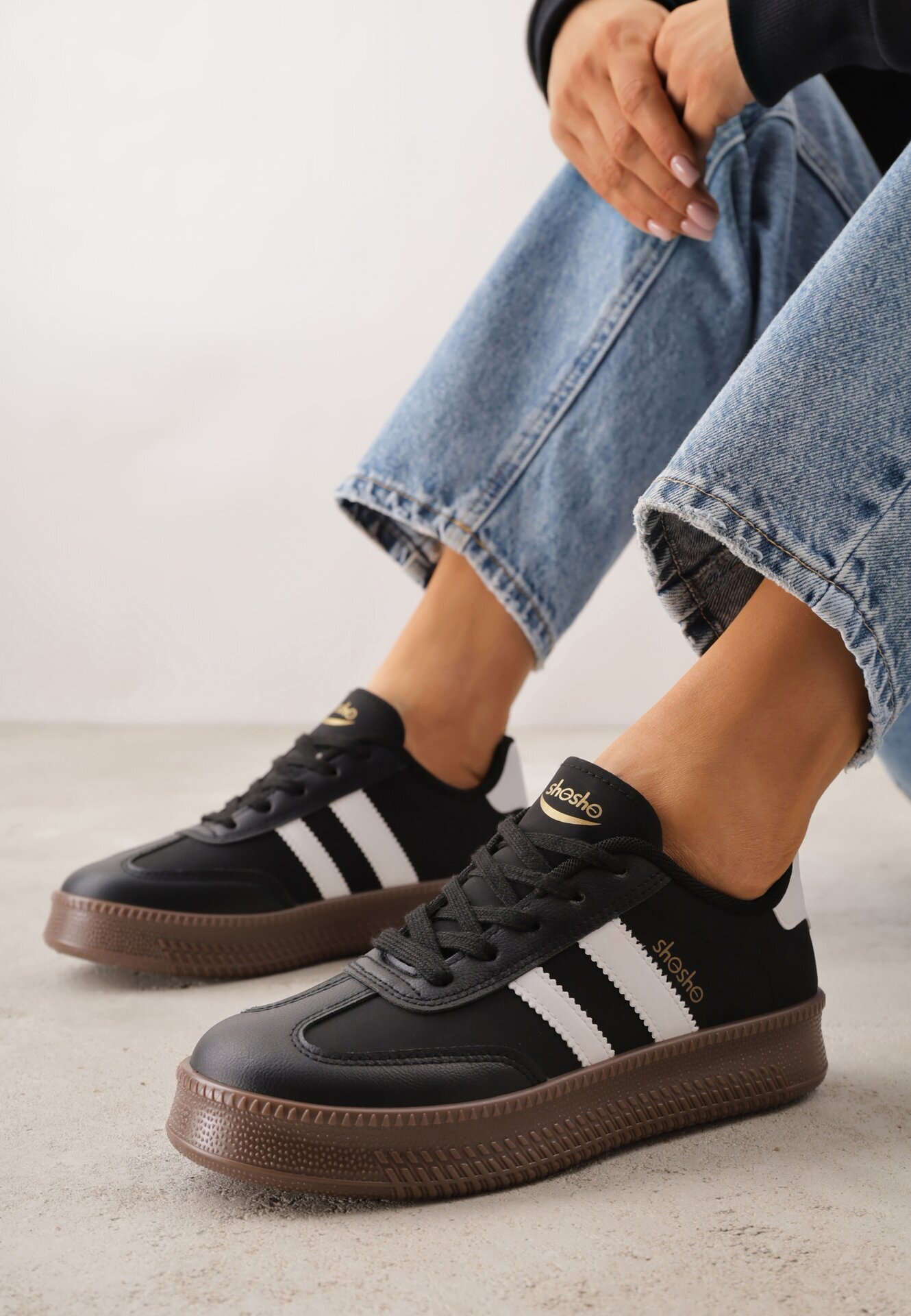 shosho Sneakers Negru cu alb