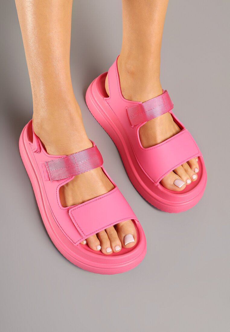 smallawan Sandale fucsia pe talpă groasă cu închidere velcro Olkio