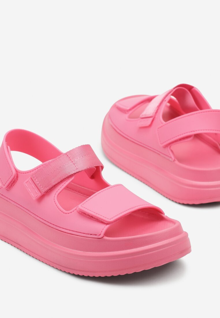 smallawan Sandale fucsia pe talpă groasă cu închidere velcro Olkio