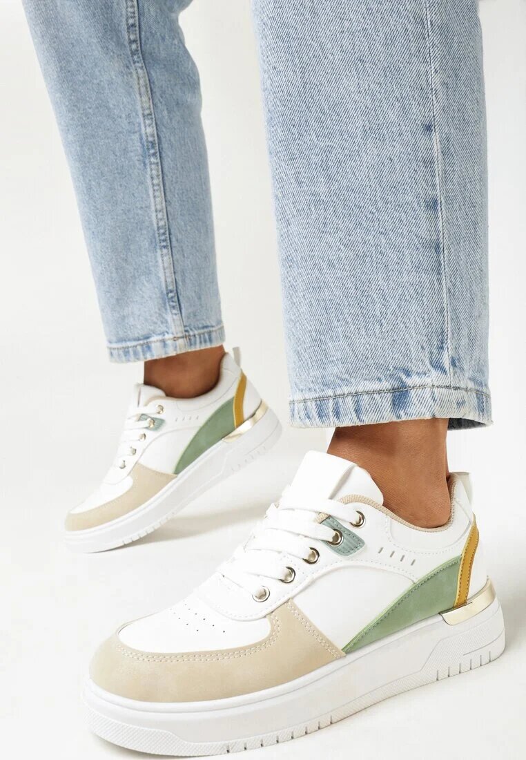  Sneakers Alb-Bej cu Inserții Colorate Fulvio
