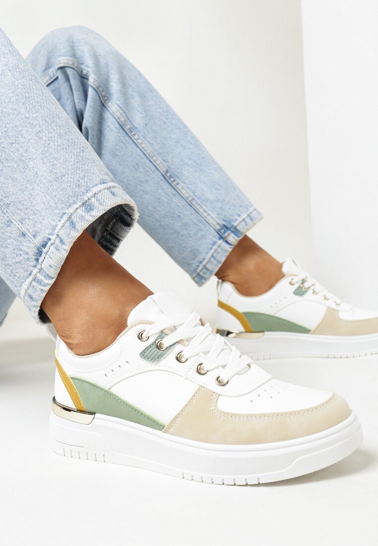  Sneakers Alb-Bej cu Inserții Colorate Fulvio