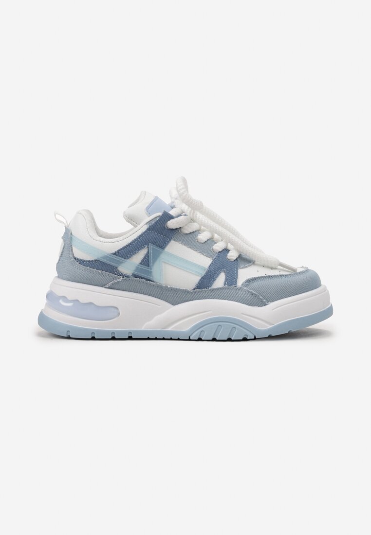  Sneakers albastre cu șireturi largi Platinia