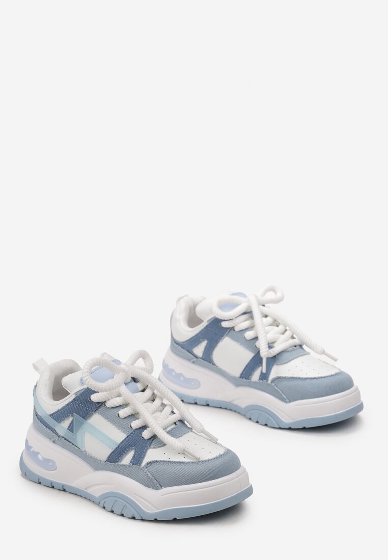  Sneakers albastre cu șireturi largi Platinia