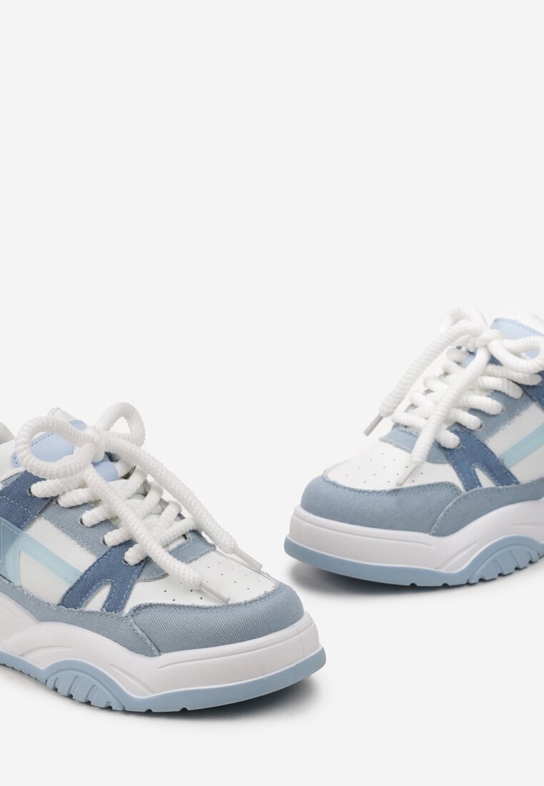  Sneakers albastre cu șireturi largi Platinia