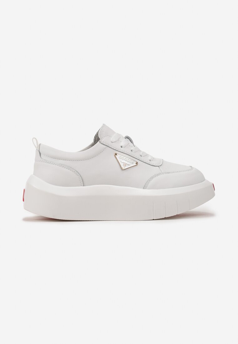  Sneakers Albe din Piele Naturală cu Platformă Rilafi