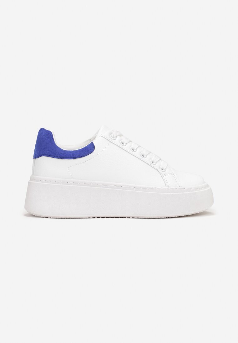  Sneakers Albi-Albaștri cu platformă cu inserție colorată la spate Maridora
