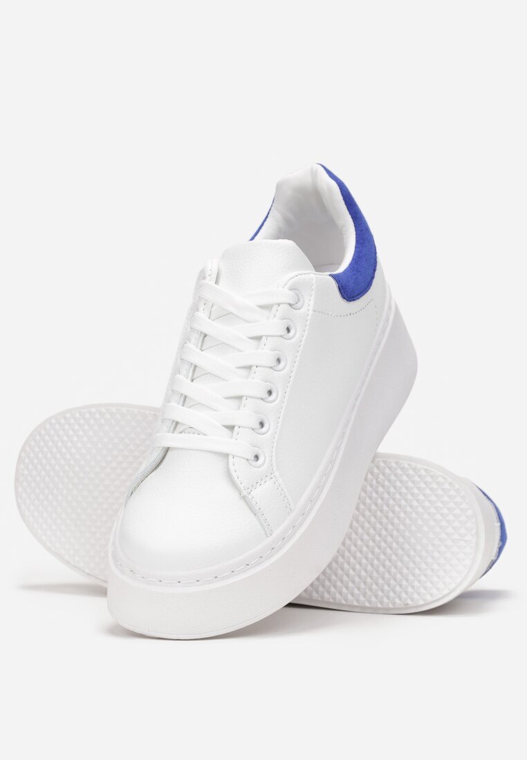  Sneakers Albi-Albaștri cu platformă cu inserție colorată la spate Maridora
