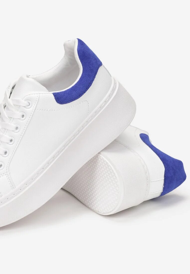  Sneakers Albi-Albaștri cu platformă cu inserție colorată la spate Maridora