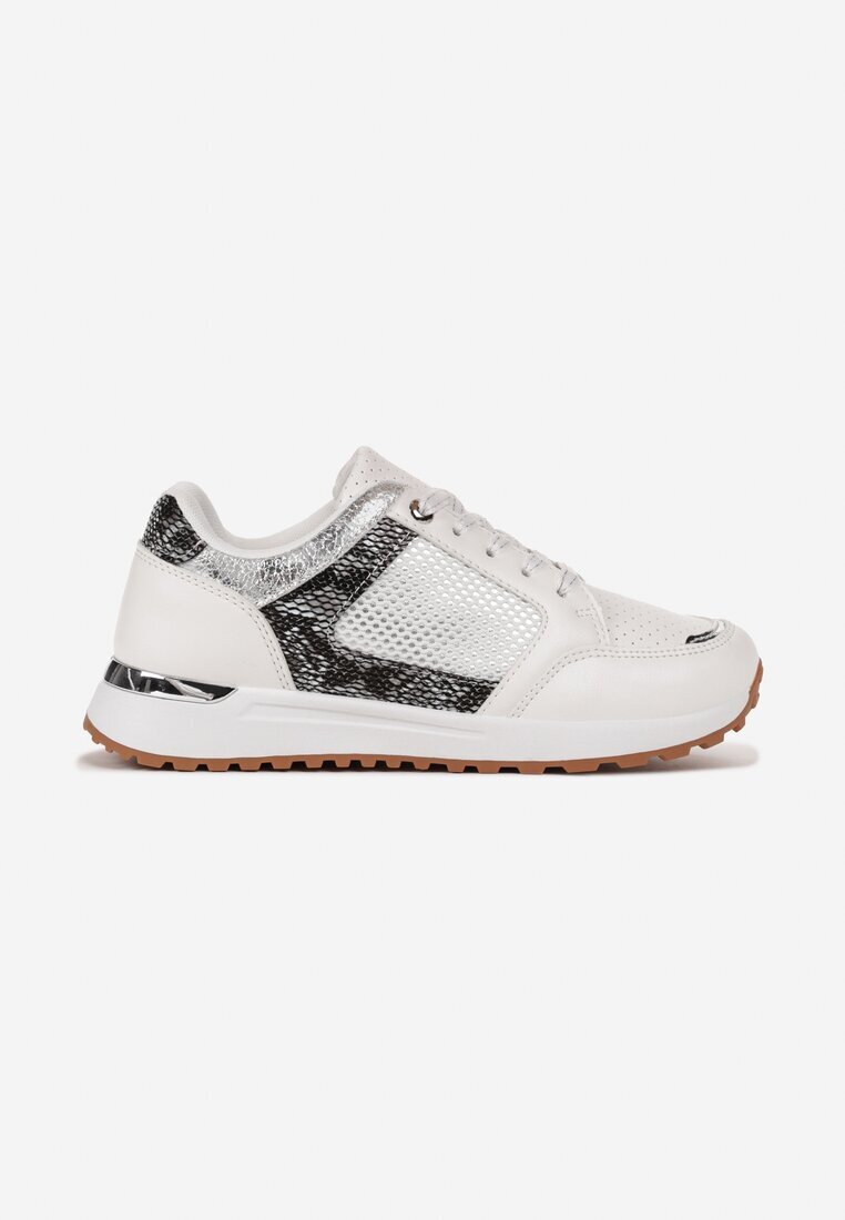  Sneakers Albi cu Bandă Decorativă pe Carâmb Vilani