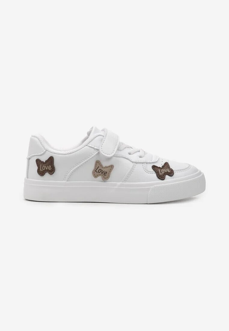  Sneakers Albi decorați cu patch-uri cu inscripția Love Manemo