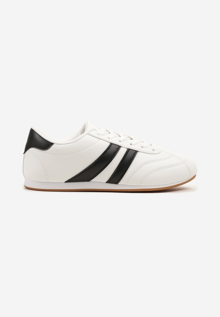  Sneakers Albi-Negri Cu șireturi Stil Tenis Liavessa