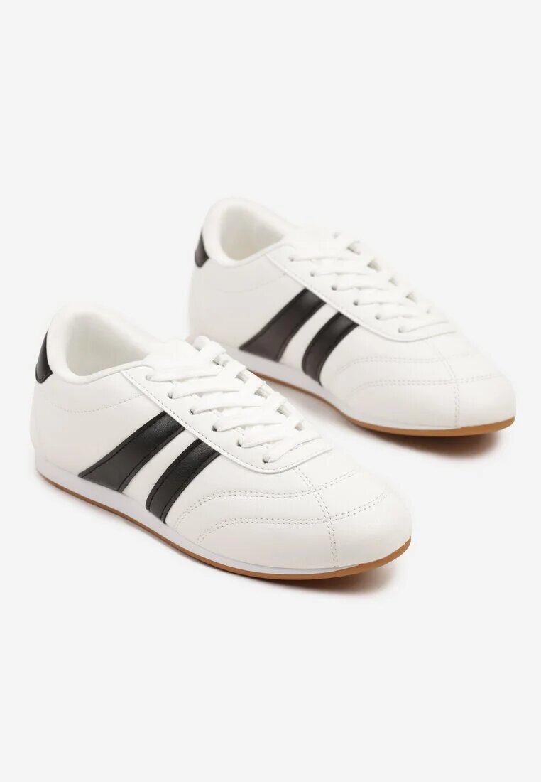  Sneakers Albi-Negri Cu șireturi Stil Tenis Liavessa
