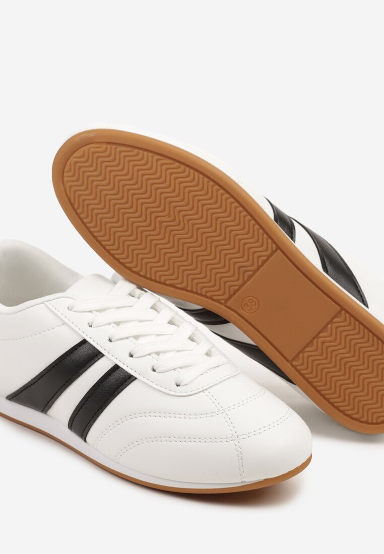  Sneakers Albi-Negri Cu șireturi Stil Tenis Liavessa