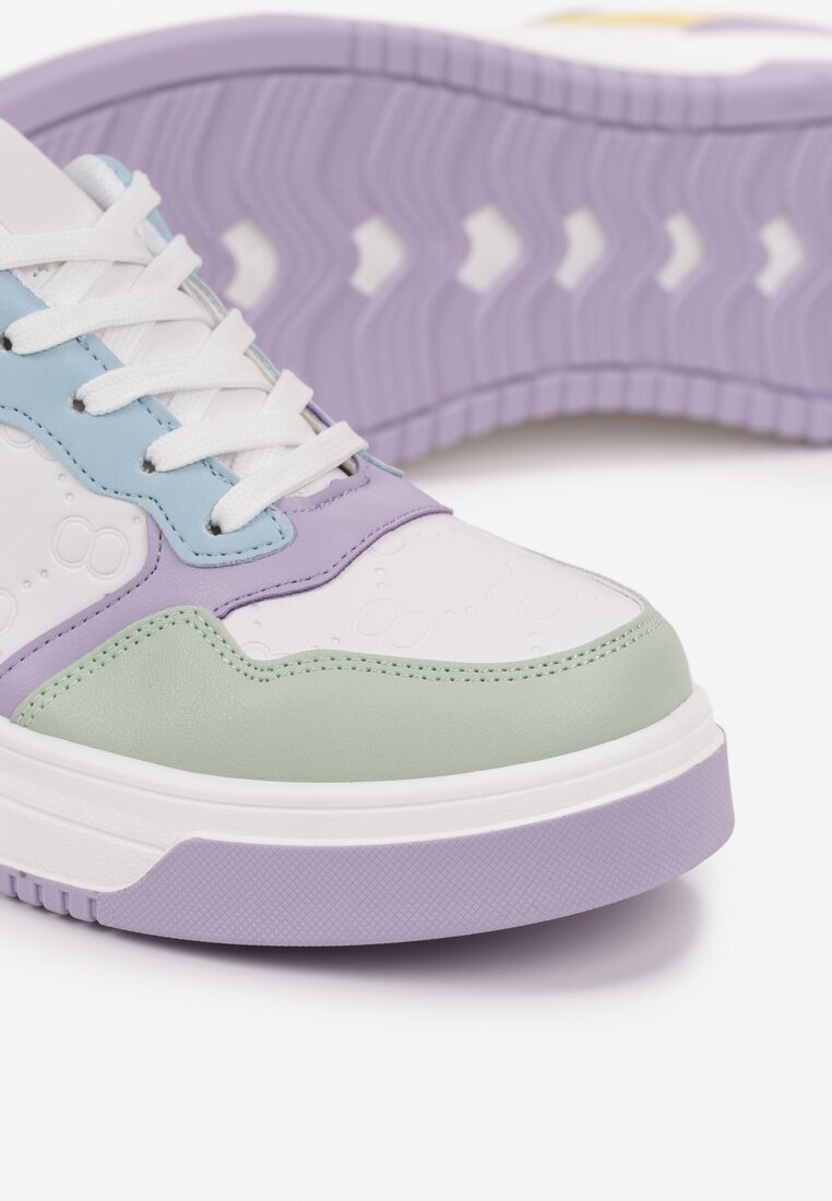  Sneakers Albi-Violeți cu Talpă Groasă Lessa